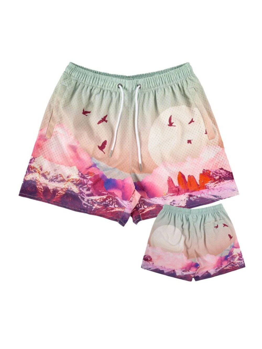 YoungLA 141 The Block Party Shorts Medium Sedona Sunrise